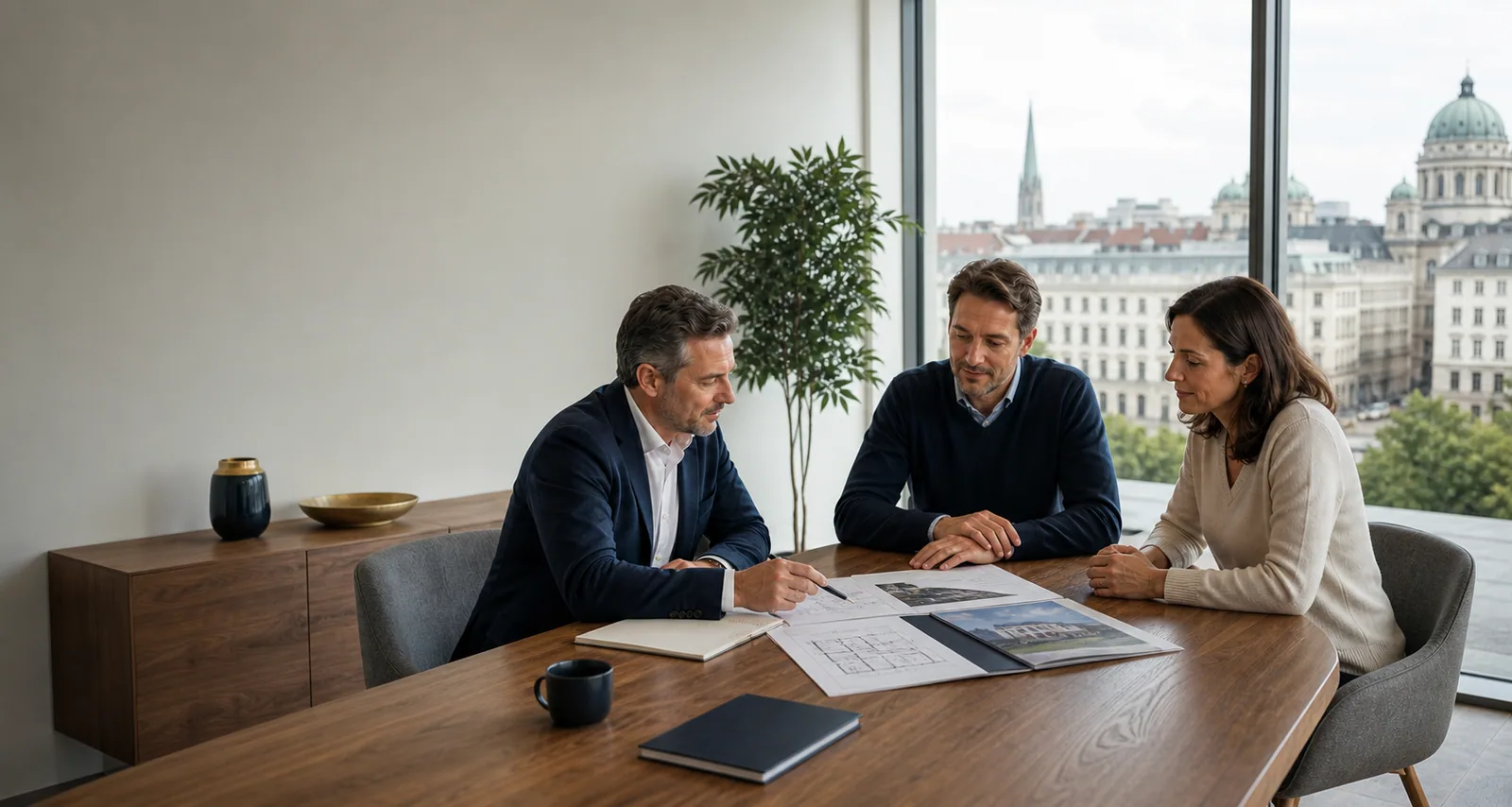 Verkaufsmitarbeiter unterwegs in einer hellen Wohngegend